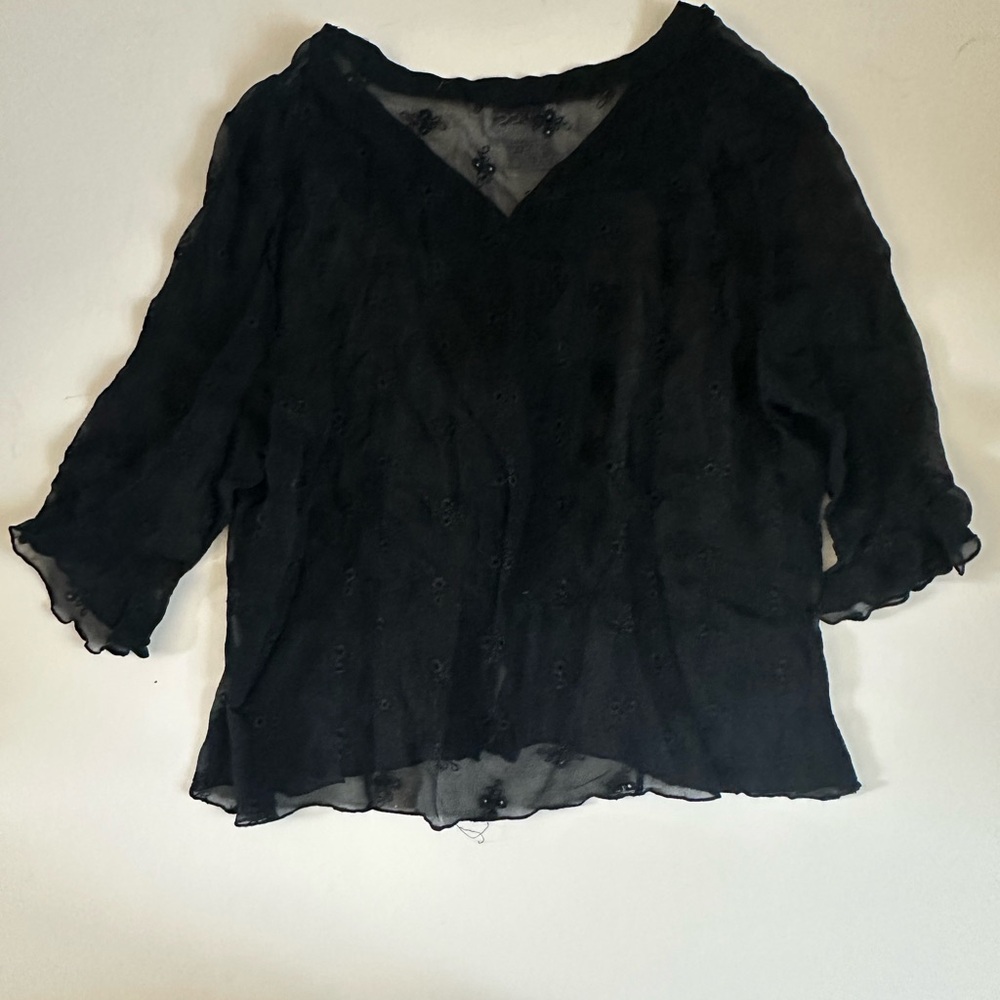 TESS Navy Ruffle Blouse - Picture 3 of 3